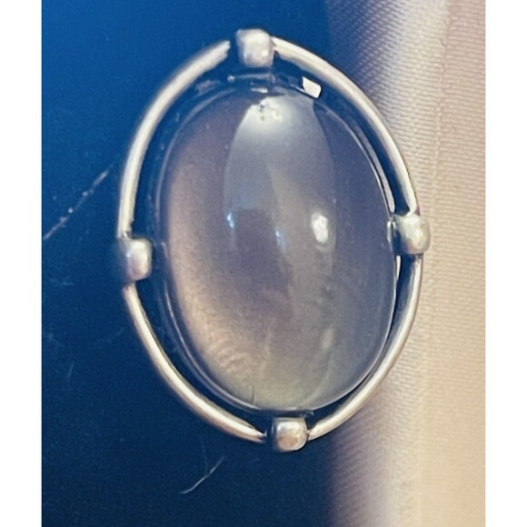 Liz Claiborn Clip Earrings Silver Tone Metal Gray Stone Adjustable Clip VTG 90th - Picture 3 of 10